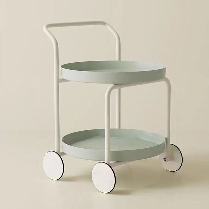 Contemporary Nordic Round Plastic Carbon Steel Movable Coffee Table 2-Tier For Living Room