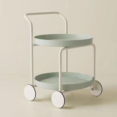 Contemporary Nordic Round Plastic Carbon Steel Movable Coffee Table 2-Tier For Living Room