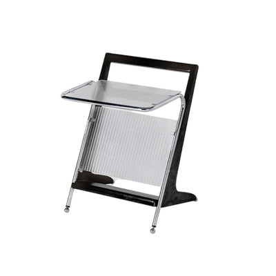 Modern Minimalist Z-Shape Rubberwood Iron Glass End Table 2-Tier For Bedroom