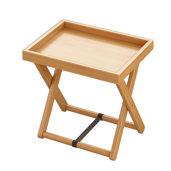 Traditional Rustic Rectangular Nan Bamboo Foldable End Table 1-Tier For Living Room