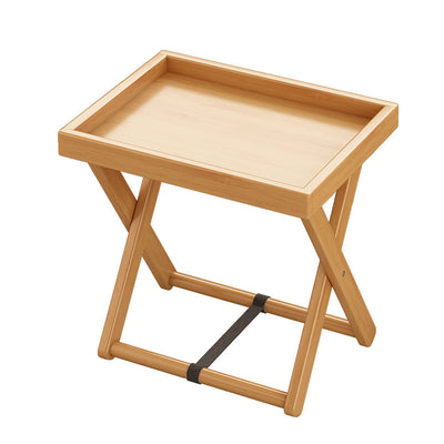Traditional Rustic Rectangular Nan Bamboo Foldable End Table 1-Tier For Living Room