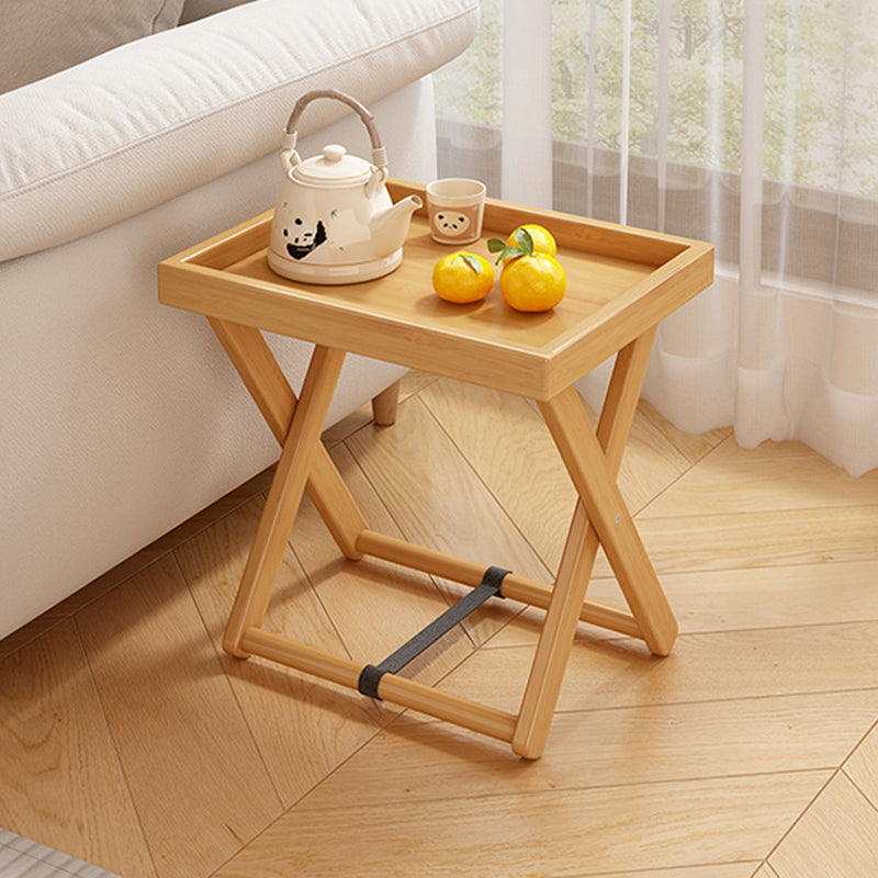 Traditional Rustic Rectangular Nan Bamboo Foldable End Table 1-Tier For Living Room