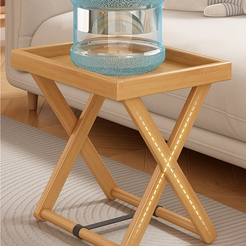 Traditional Rustic Rectangular Nan Bamboo Foldable End Table 1-Tier For Living Room