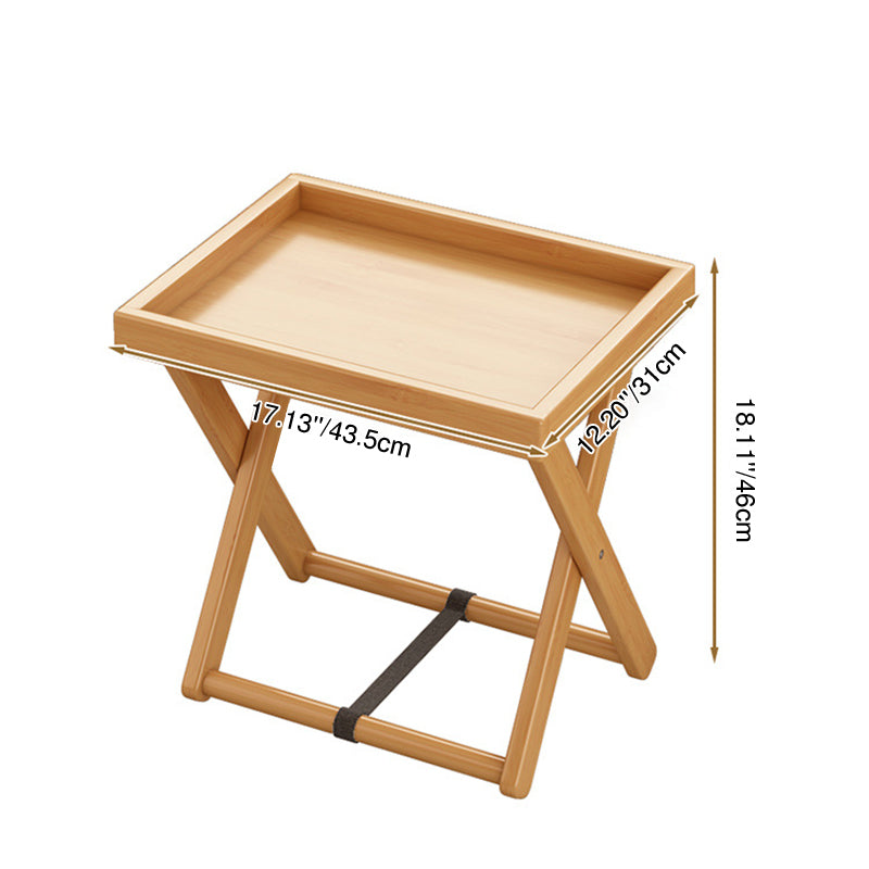 Traditional Rustic Rectangular Nan Bamboo Foldable End Table 1-Tier For Living Room