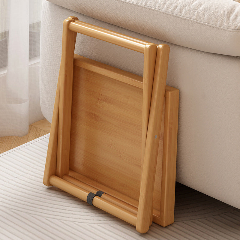 Traditional Rustic Rectangular Nan Bamboo Foldable End Table 1-Tier For Living Room