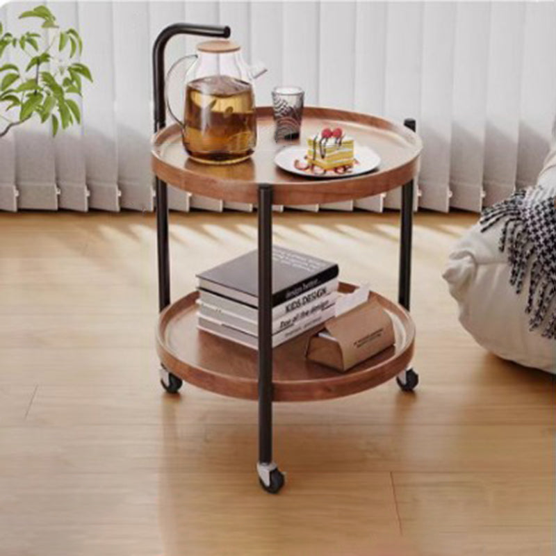 Modern Minimalist Movable Round MDF Iron End Table 2-Tier For Living Room