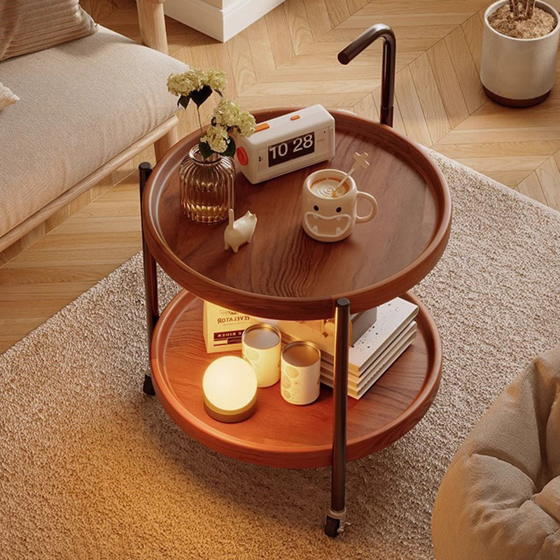 Modern Minimalist Movable Round MDF Iron End Table 2-Tier For Living Room
