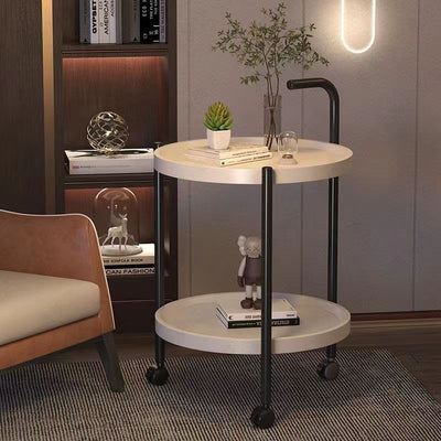 Modern Minimalist Movable Round MDF Iron End Table 2-Tier For Living Room