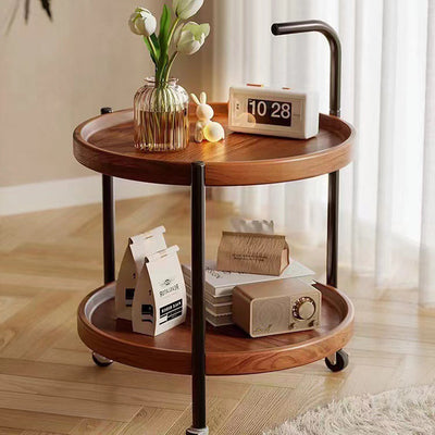 Modern Minimalist Movable Round MDF Iron End Table 2-Tier For Living Room