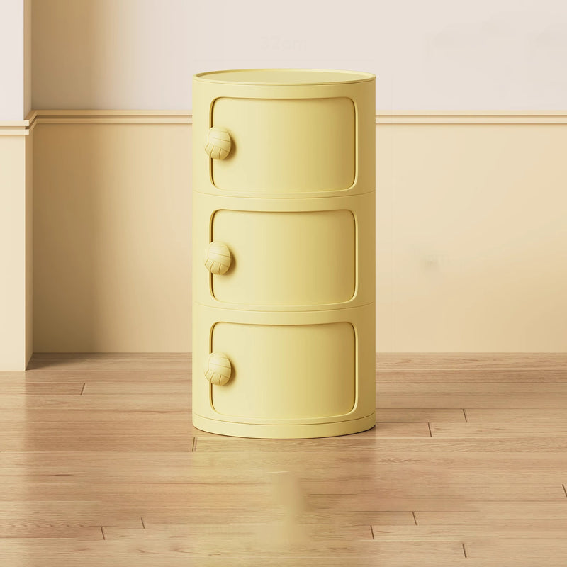 Modern Minimalist Dopamine Detachable Round Plastic Nightstand 1/2/3/4-Cabinet For Bedroom
