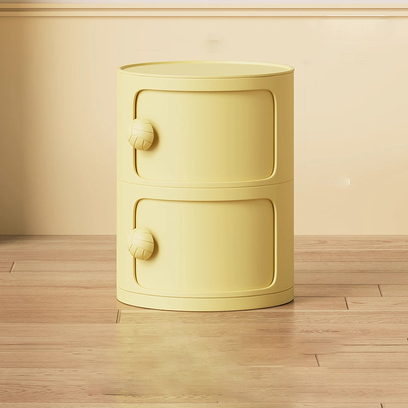 Modern Minimalist Dopamine Detachable Round Plastic Nightstand 1/2/3/4-Cabinet For Bedroom