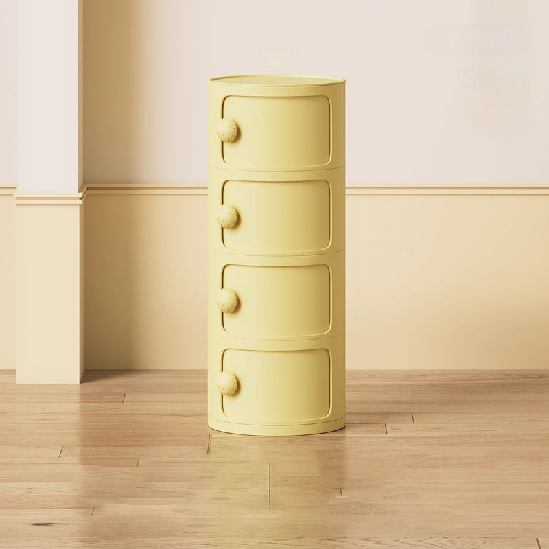 Modern Minimalist Dopamine Detachable Round Plastic Nightstand 1/2/3/4-Cabinet For Bedroom
