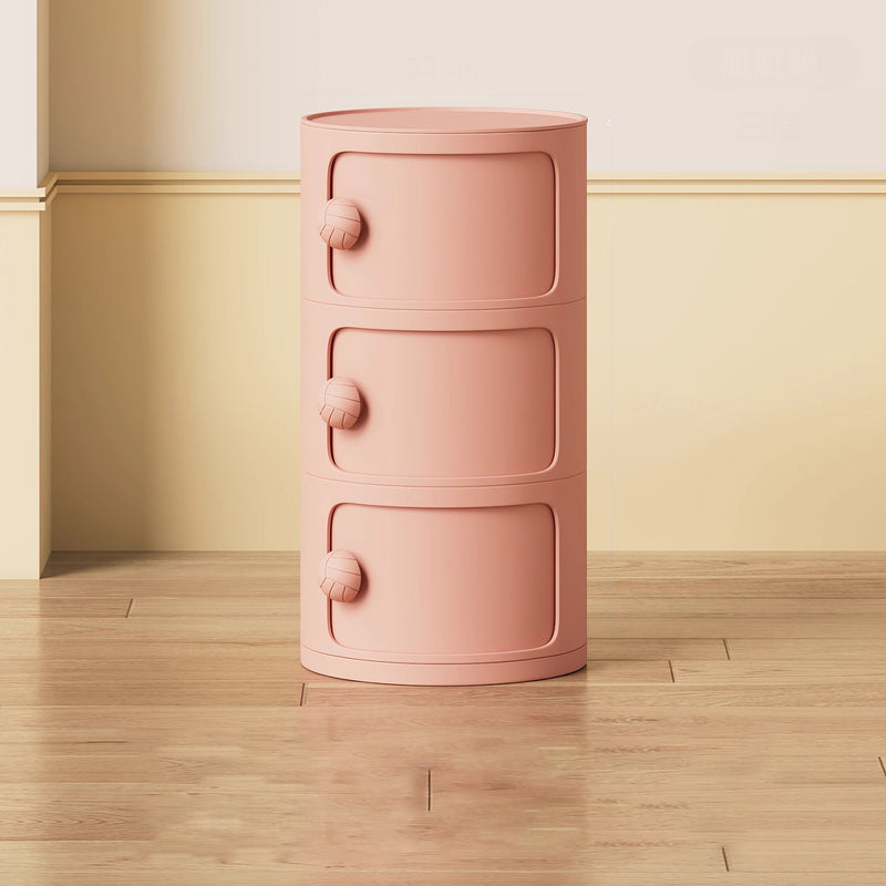 Modern Minimalist Dopamine Detachable Round Plastic Nightstand 1/2/3/4-Cabinet For Bedroom