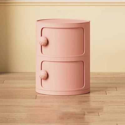 Modern Minimalist Dopamine Detachable Round Plastic Nightstand 1/2/3/4-Cabinet For Bedroom