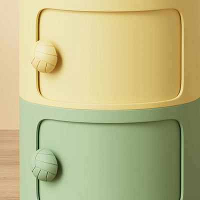 Modern Minimalist Dopamine Detachable Round Plastic Nightstand 1/2/3/4-Cabinet For Bedroom