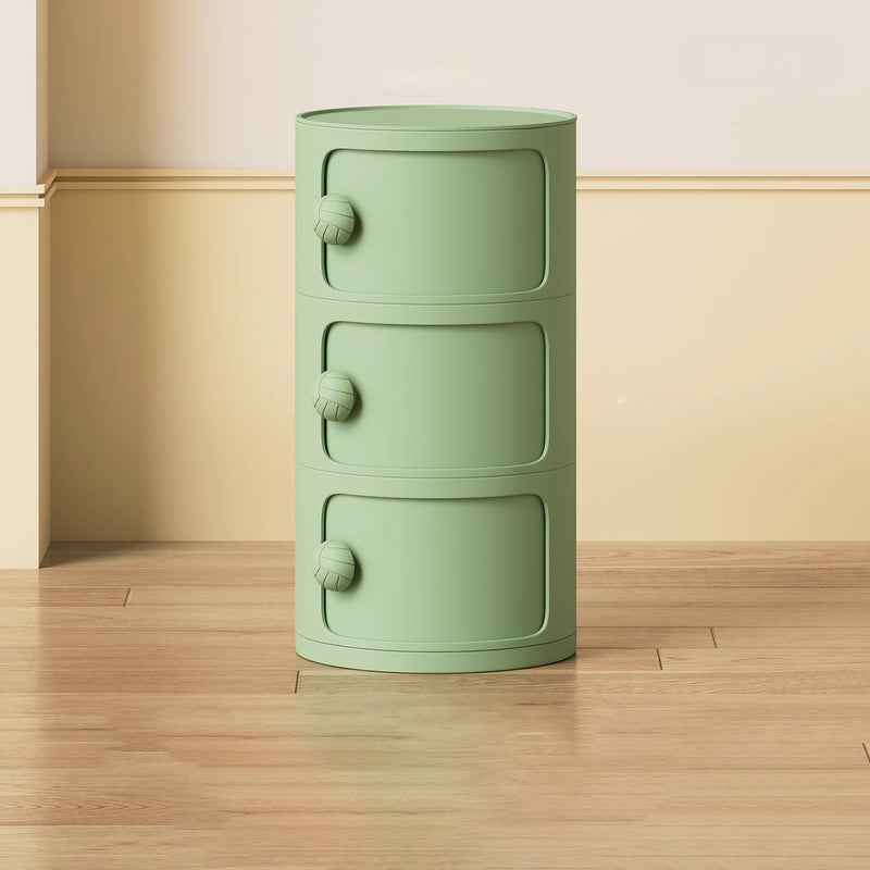 Modern Minimalist Dopamine Detachable Round Plastic Nightstand 1/2/3/4-Cabinet For Bedroom