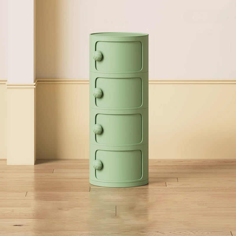 Modern Minimalist Dopamine Detachable Round Plastic Nightstand 1/2/3/4-Cabinet For Bedroom
