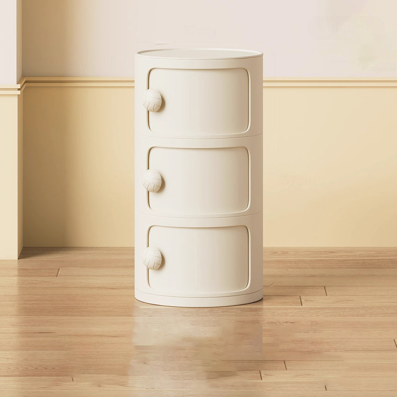 Modern Minimalist Dopamine Detachable Round Plastic Nightstand 1/2/3/4-Cabinet For Bedroom