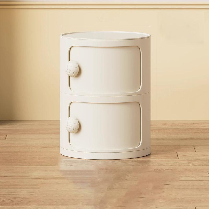 Modern Minimalist Dopamine Detachable Round Plastic Nightstand 1/2/3/4-Cabinet For Bedroom