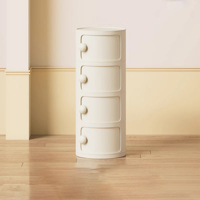 Modern Minimalist Dopamine Detachable Round Plastic Nightstand 1/2/3/4-Cabinet For Bedroom