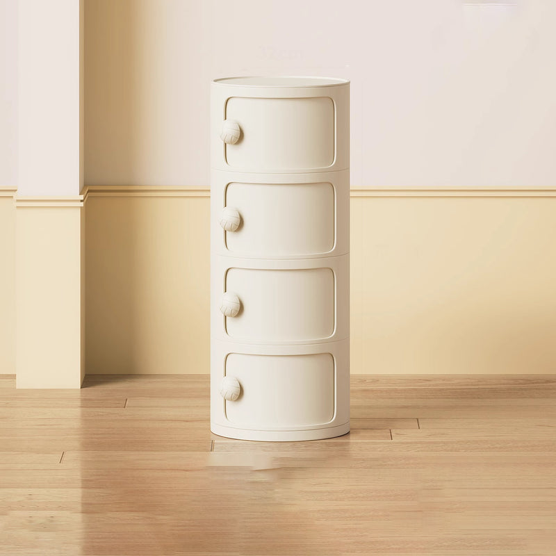 Modern Minimalist Dopamine Detachable Round Plastic Nightstand 1/2/3/4-Cabinet For Bedroom