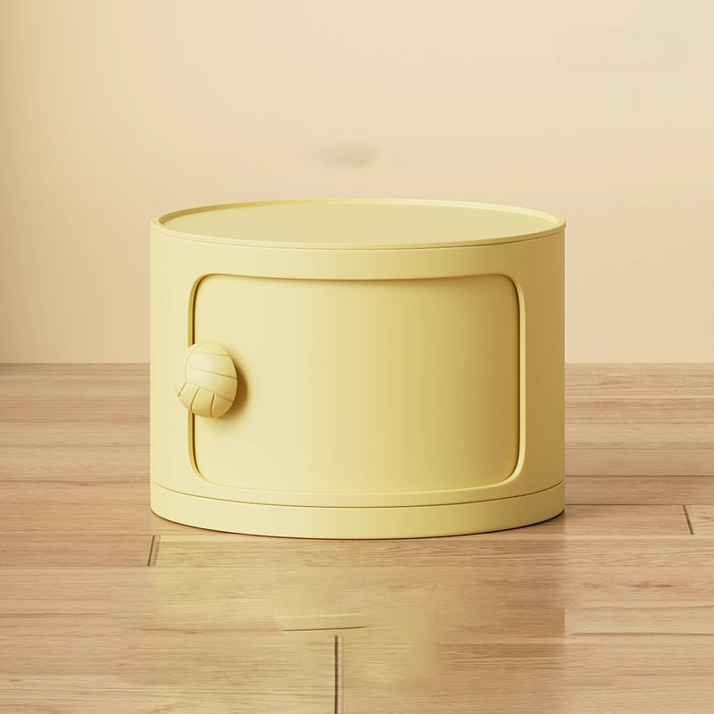 Modern Minimalist Dopamine Detachable Round Plastic Nightstand 1/2/3/4-Cabinet For Bedroom