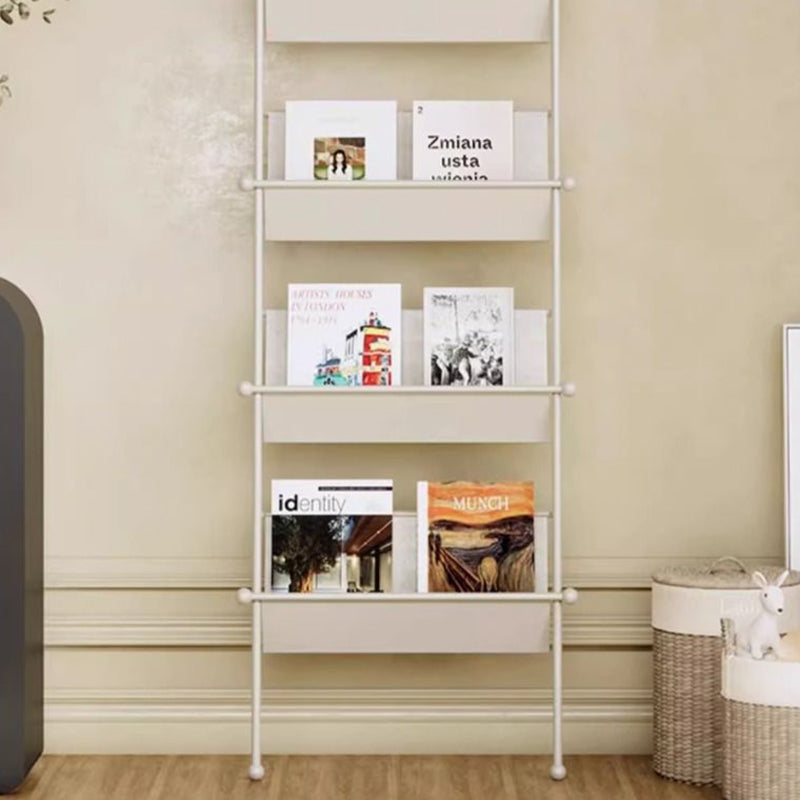 Contemporary Industrial Oval Iron Floor-Standing Bookshelf 4-Tier For Study