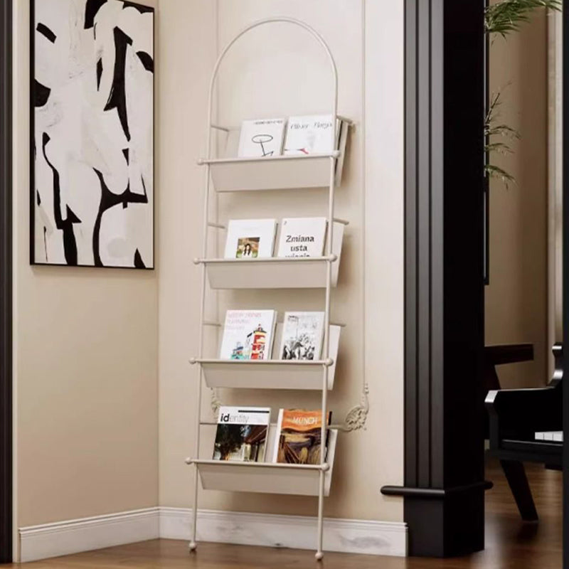 Contemporary Industrial Oval Iron Floor-Standing Bookshelf 4-Tier For Study