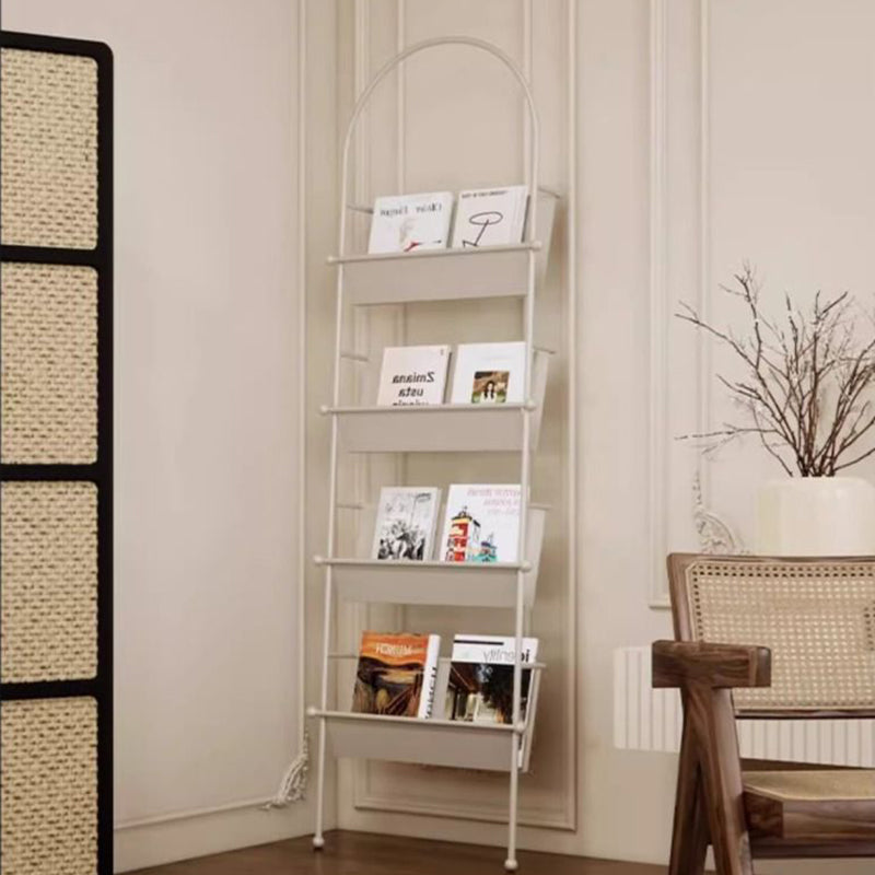 Contemporary Industrial Oval Iron Floor-Standing Bookshelf 4-Tier For Study