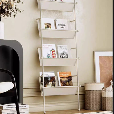 Contemporary Industrial Oval Iron Floor-Standing Bookshelf 4-Tier For Study