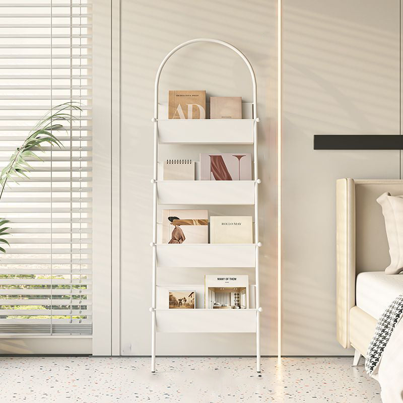 Contemporary Industrial Oval Iron Floor-Standing Bookshelf 4-Tier For Study