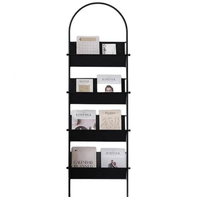 Contemporary Industrial Oval Iron Floor-Standing Bookshelf 4-Tier For Study