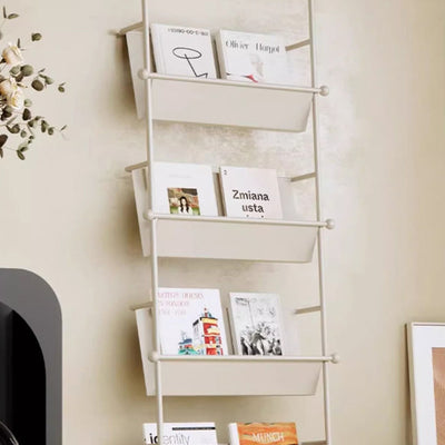 Contemporary Industrial Oval Iron Floor-Standing Bookshelf 4-Tier For Study