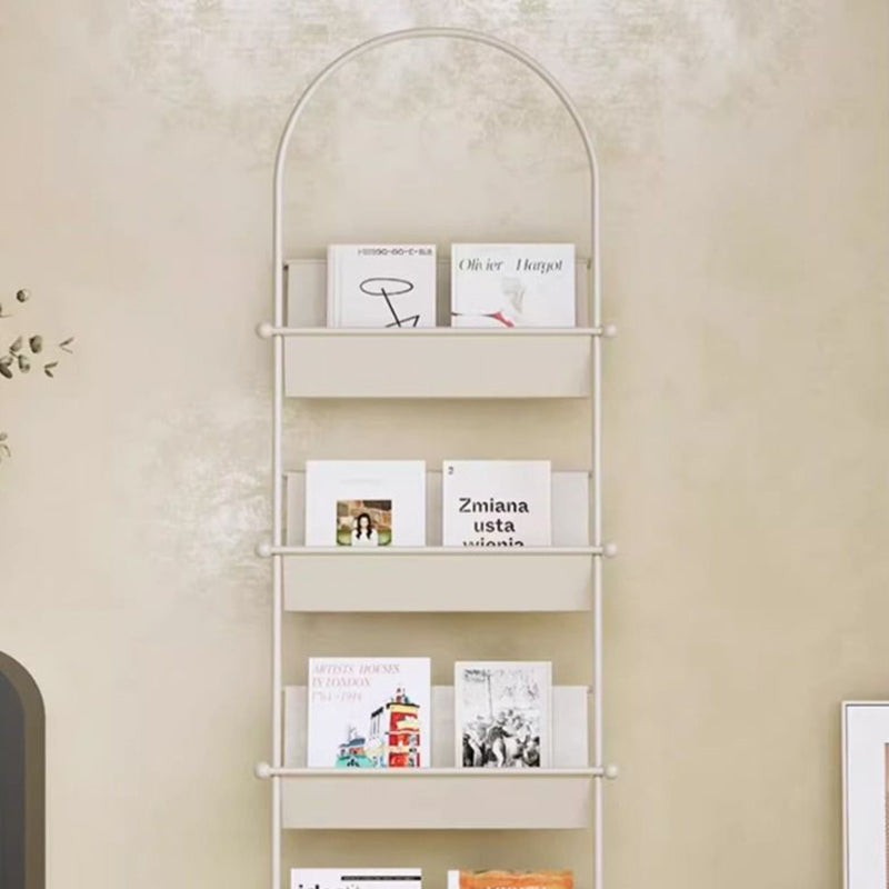 Contemporary Industrial Oval Iron Floor-Standing Bookshelf 4-Tier For Study