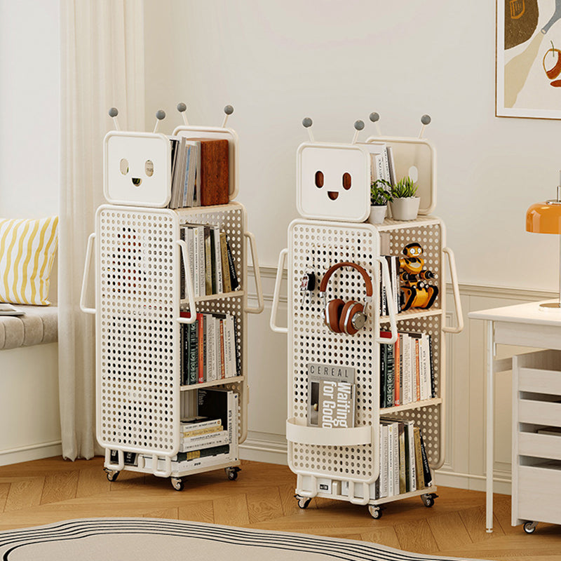 Contemporary Creative Kids Robot Iron PVC Bookshelf 3/4-Tier For Study