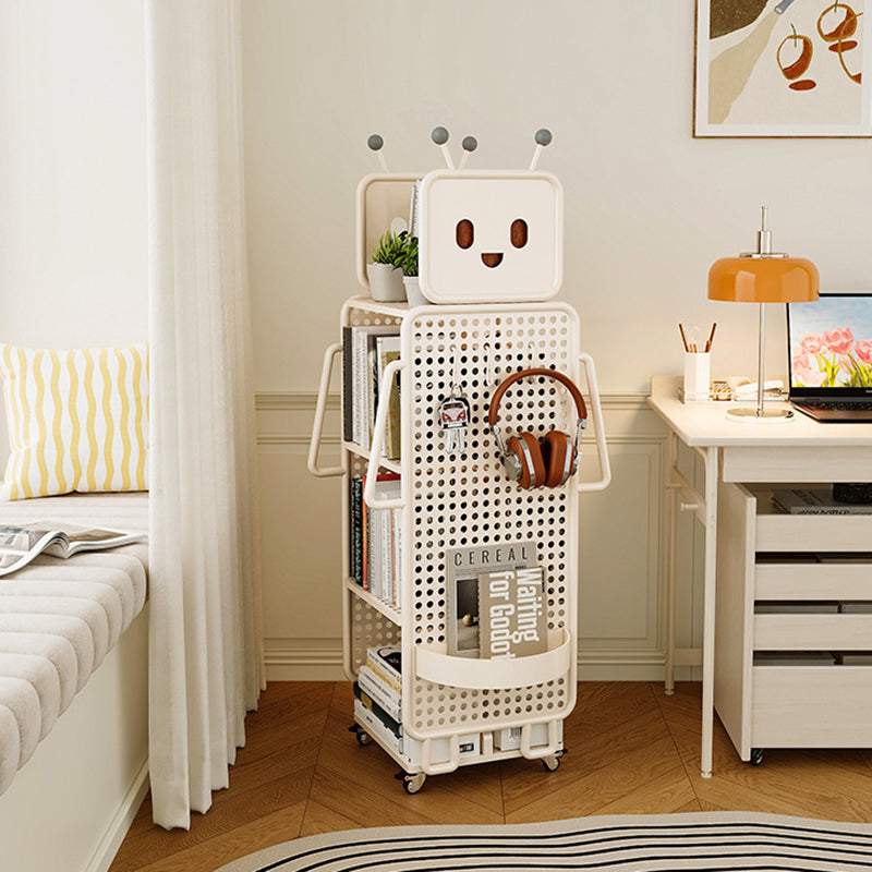 Contemporary Creative Kids Robot Iron PVC Bookshelf 3/4-Tier For Study