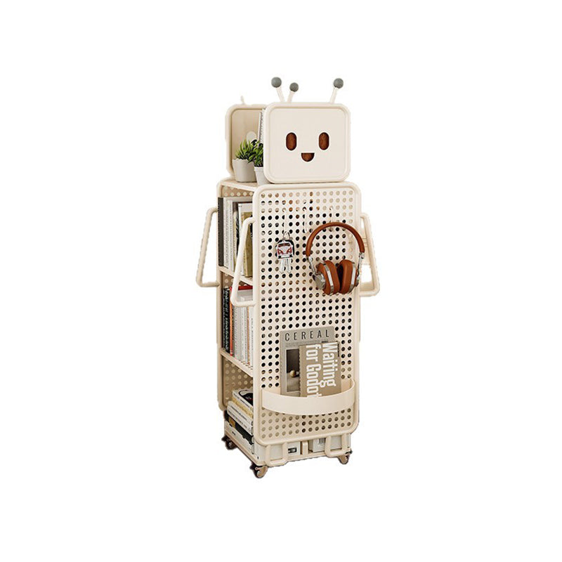 Contemporary Creative Kids Robot Iron PVC Bookshelf 3/4-Tier For Study