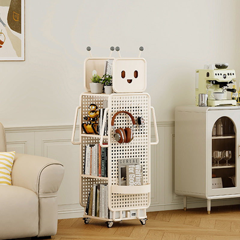 Contemporary Creative Kids Robot Iron PVC Bookshelf 3/4-Tier For Study