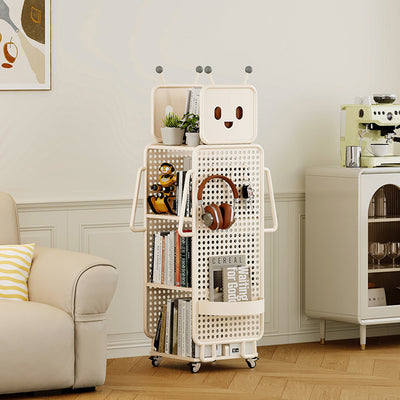 Contemporary Creative Kids Robot Iron PVC Bookshelf 3/4-Tier For Study
