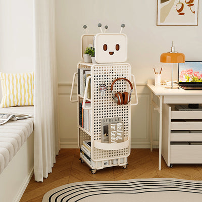Contemporary Creative Kids Robot Iron PVC Bookshelf 3/4-Tier For Study