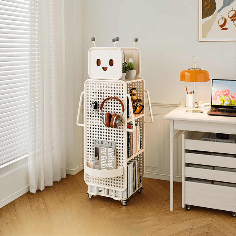 Contemporary Creative Kids Robot Iron PVC Bookshelf 3/4-Tier For Study