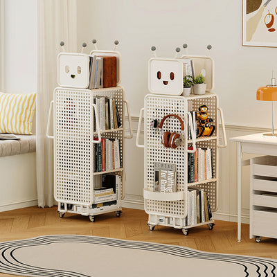 Contemporary Creative Kids Robot Iron PVC Bookshelf 3/4-Tier For Study