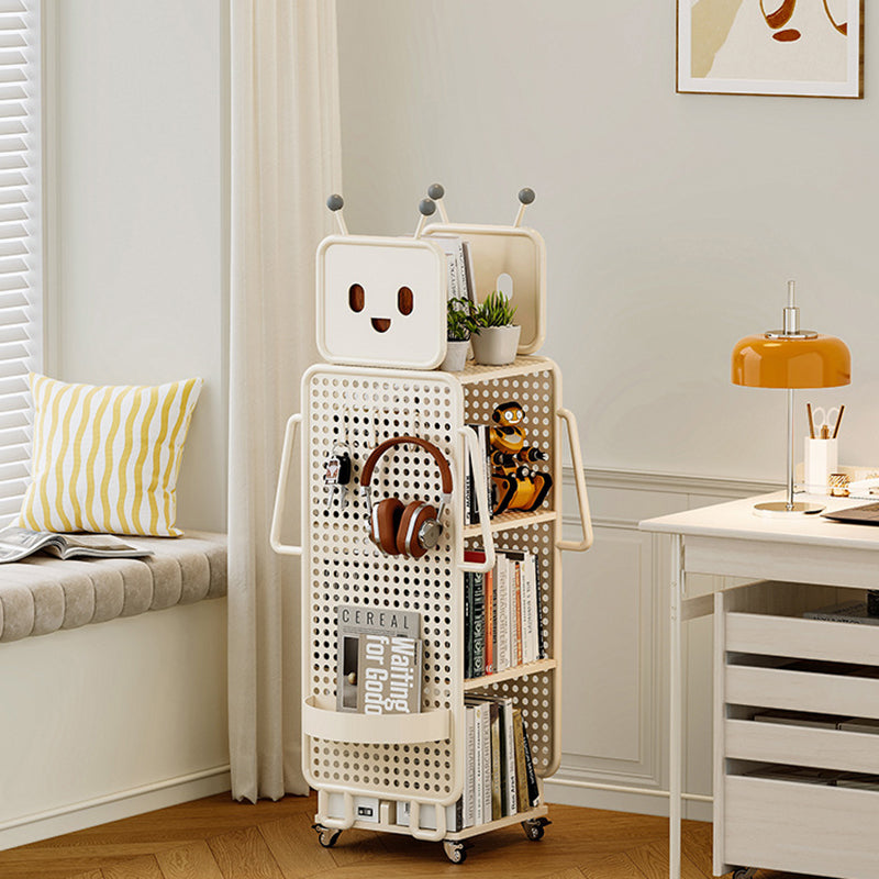 Contemporary Creative Kids Robot Iron PVC Bookshelf 3/4-Tier For Study