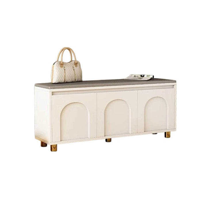 Contemporary Nordic Rectangular MDF Faux Leather Sponge Shoe Bench Backless Armless For Hallway