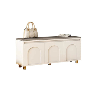 Contemporary Nordic Rectangular MDF Faux Leather Sponge Shoe Bench Backless Armless For Hallway