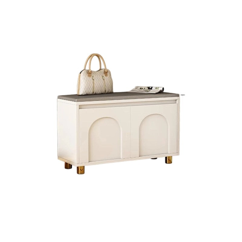 Contemporary Nordic Rectangular MDF Faux Leather Sponge Shoe Bench Backless Armless For Hallway