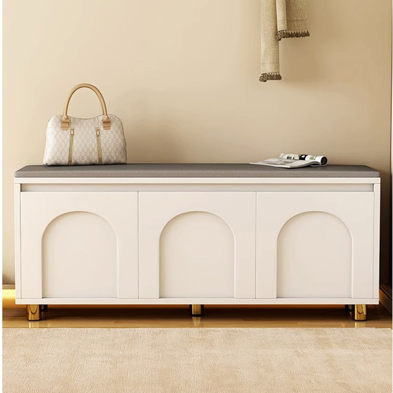 Contemporary Nordic Rectangular MDF Faux Leather Sponge Shoe Bench Backless Armless For Hallway