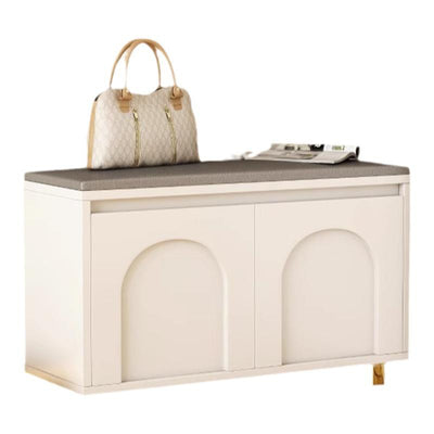Contemporary Nordic Rectangular MDF Faux Leather Sponge Shoe Bench Backless Armless For Hallway