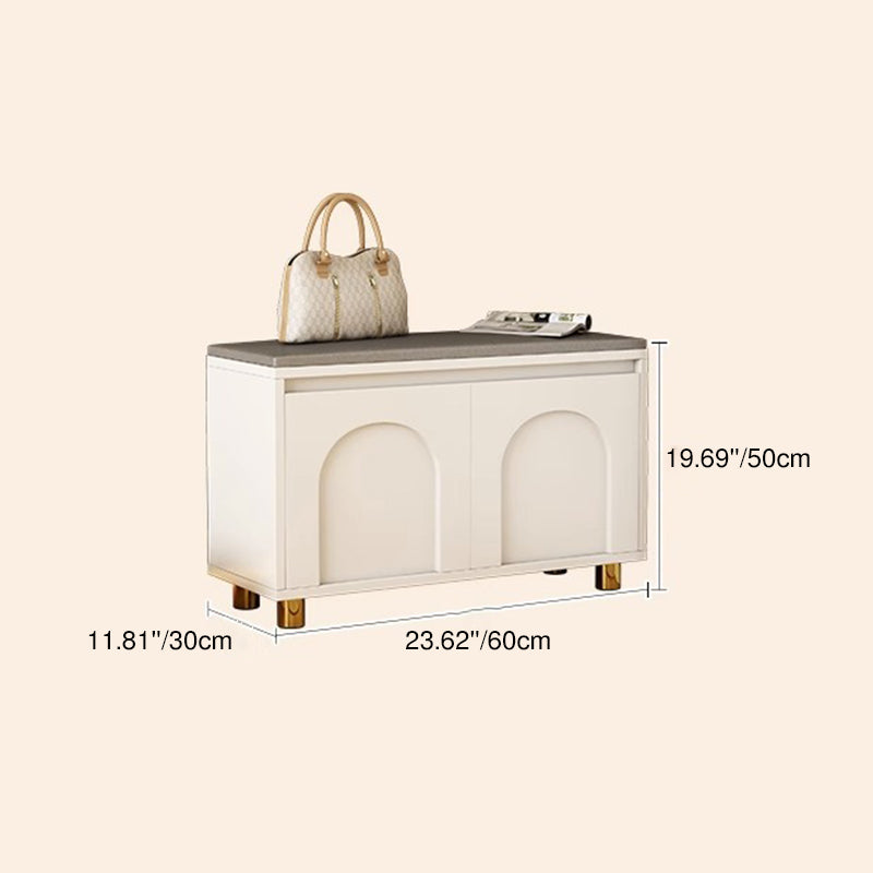 Contemporary Nordic Rectangular MDF Faux Leather Sponge Shoe Bench Backless Armless For Hallway