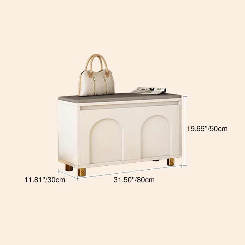 Contemporary Nordic Rectangular MDF Faux Leather Sponge Shoe Bench Backless Armless For Hallway
